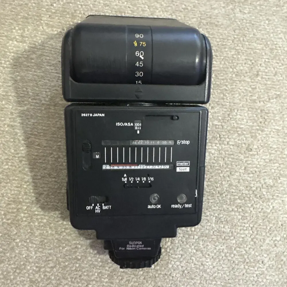 UNTESTED SUNPAK Auto 433 D Thyristor for Canon Film camera Shoe Mount Flash